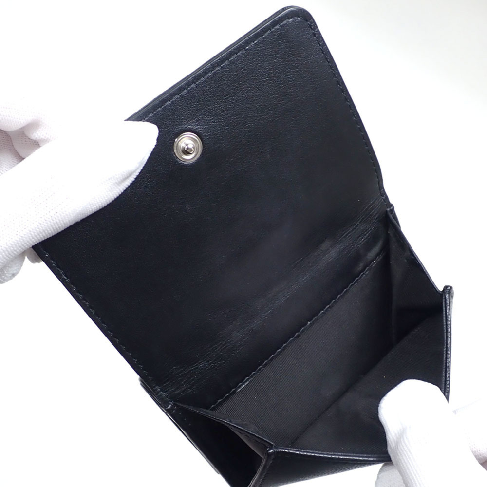 CHANEL Authentic Black Lambskin Leather Logo Wallet - Picture 8 of 9